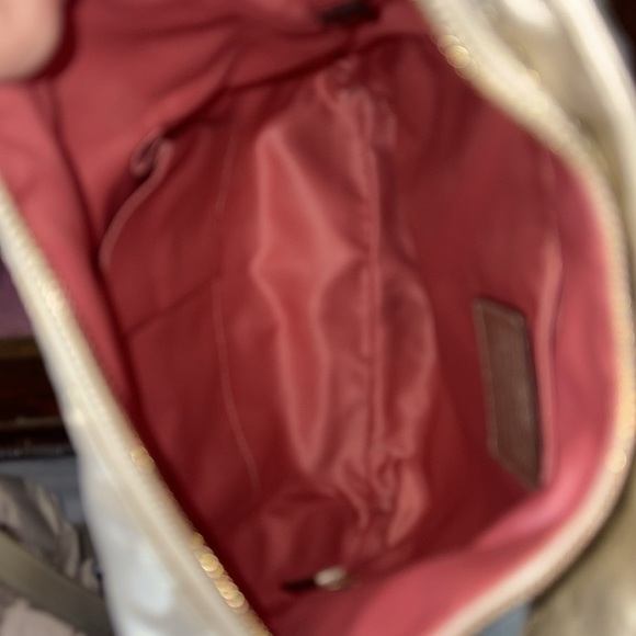 Coach Kristen Satchel shoulder bag Crossbody gold metallic canvas pristine - Picture 15 of 16